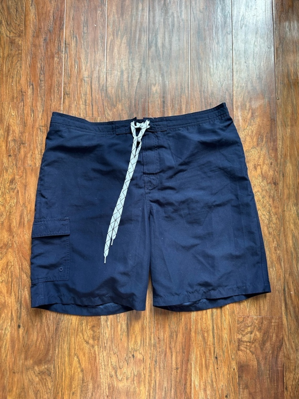 Navy Blue Men’s Swim Trunks Board Shorts Drawstring Summer Pool Beach Swim